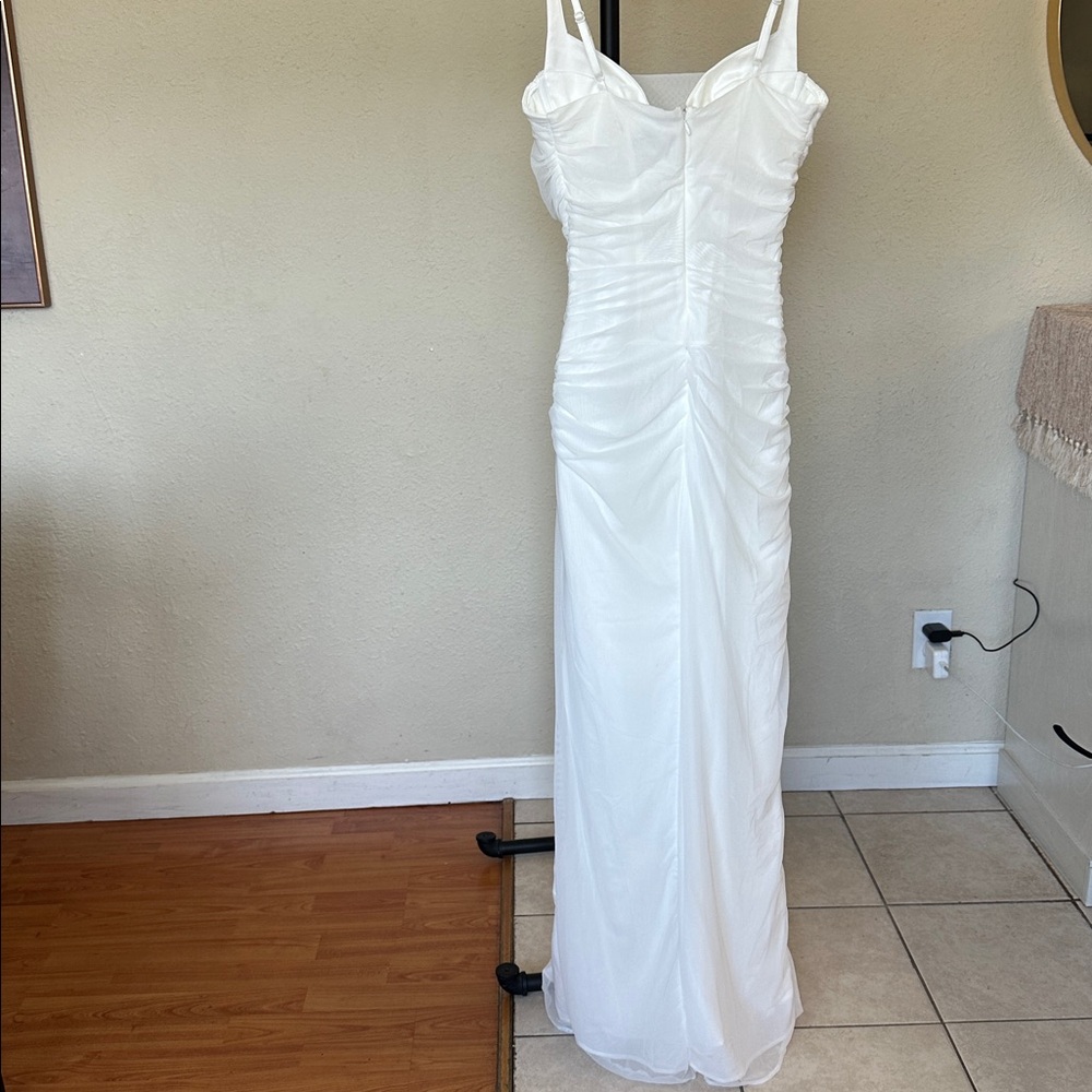 HOUSE OF CB Lini White Mesh Maxi Dress white ruched size L regular cup A-C NWOT - Picture 12 of 17